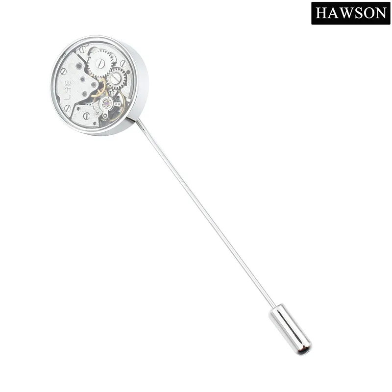 HAWSON Non-Movement Brooch Pin Metal Silver Color Round Romantic Lapel Pins Free Shipping