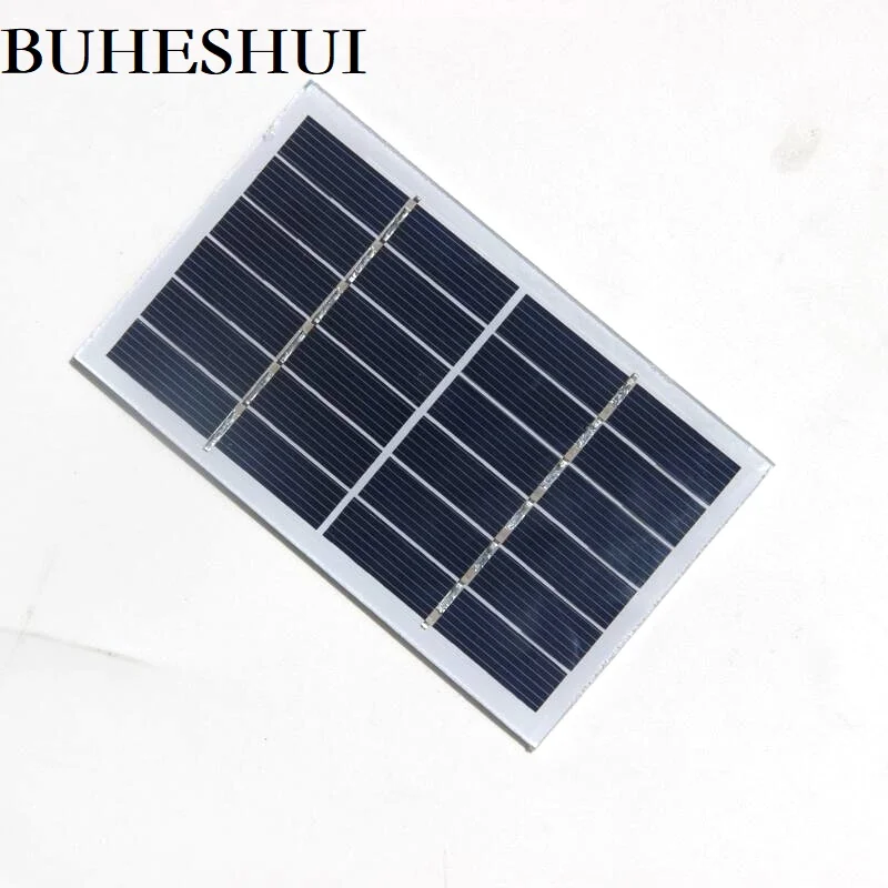 BUHESHUI 1Watt 6V Solar Cell Glass Laminated Polycrystalline Solar Panel Module DIY Solar Charger 115*70MM 5pcs Free Shippin