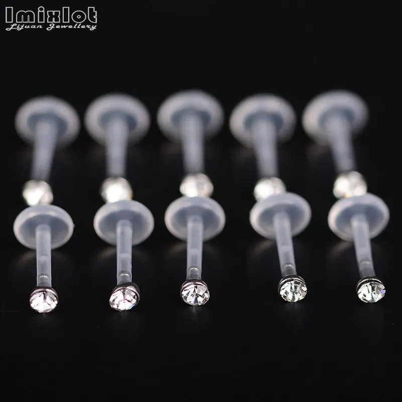 10Pcs Bioplast Flexible Labret Lip Ring Ear Helix Tragus Cartilage Studs Piercing Mixed Color Body Piercing Jewelry