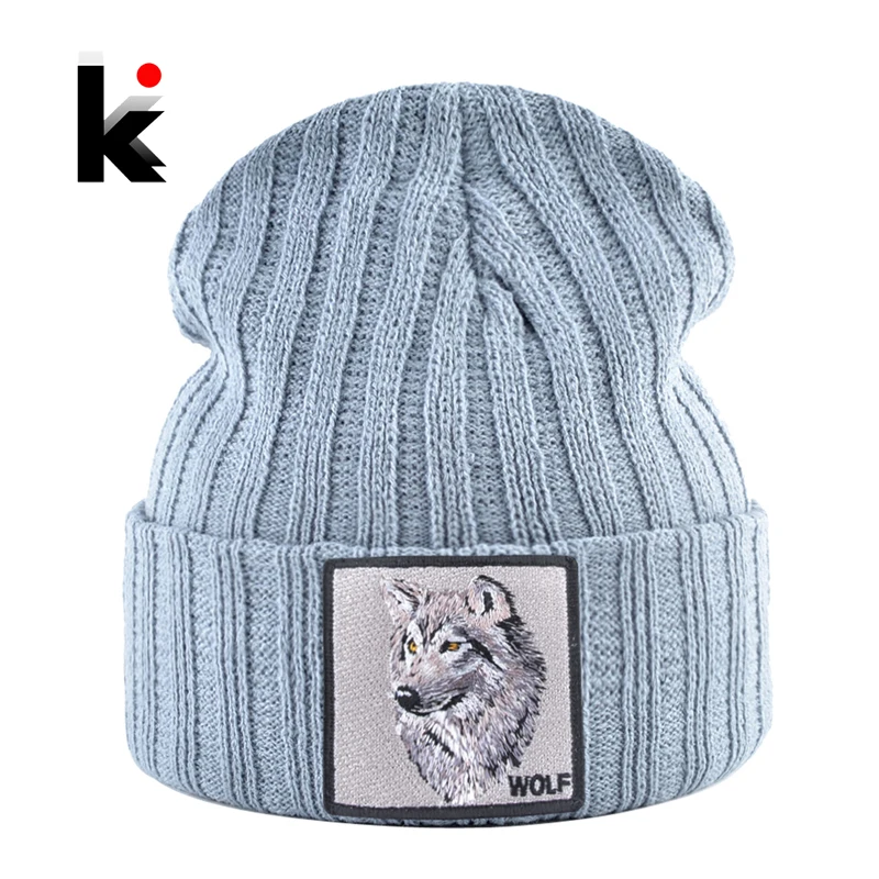 Erkek bere kurt yama sonbahar örme Skullies Caps kadınlar kış yumuşak örgü Bonnet Beanies moda Hip Hop Gorras şapkalar