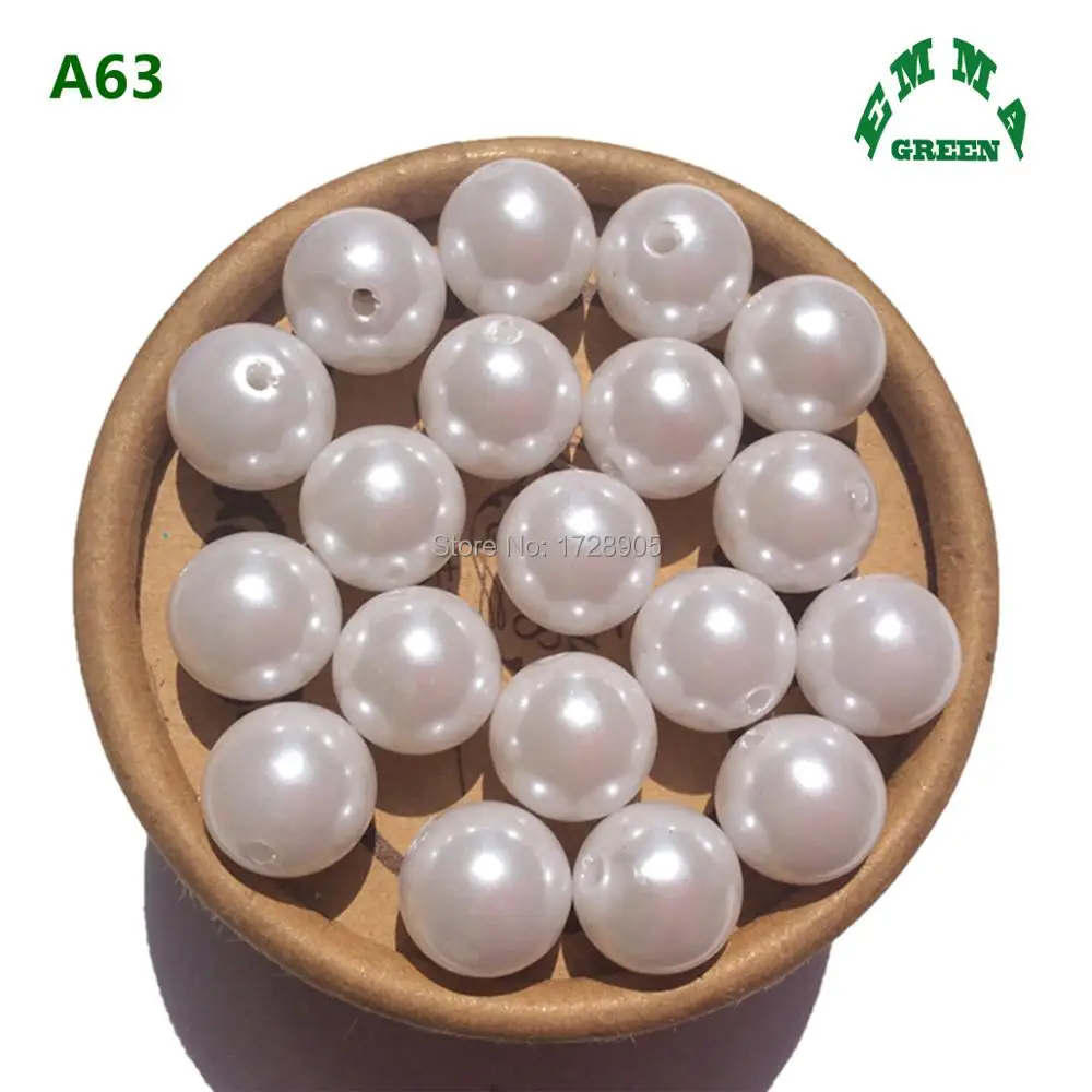 Beads For Kids Pearls Pearl Bead for Jewelry making Snow White Bead 6mm to 30mm A63 Round Chunky Beads for Bubblegum Necklaces