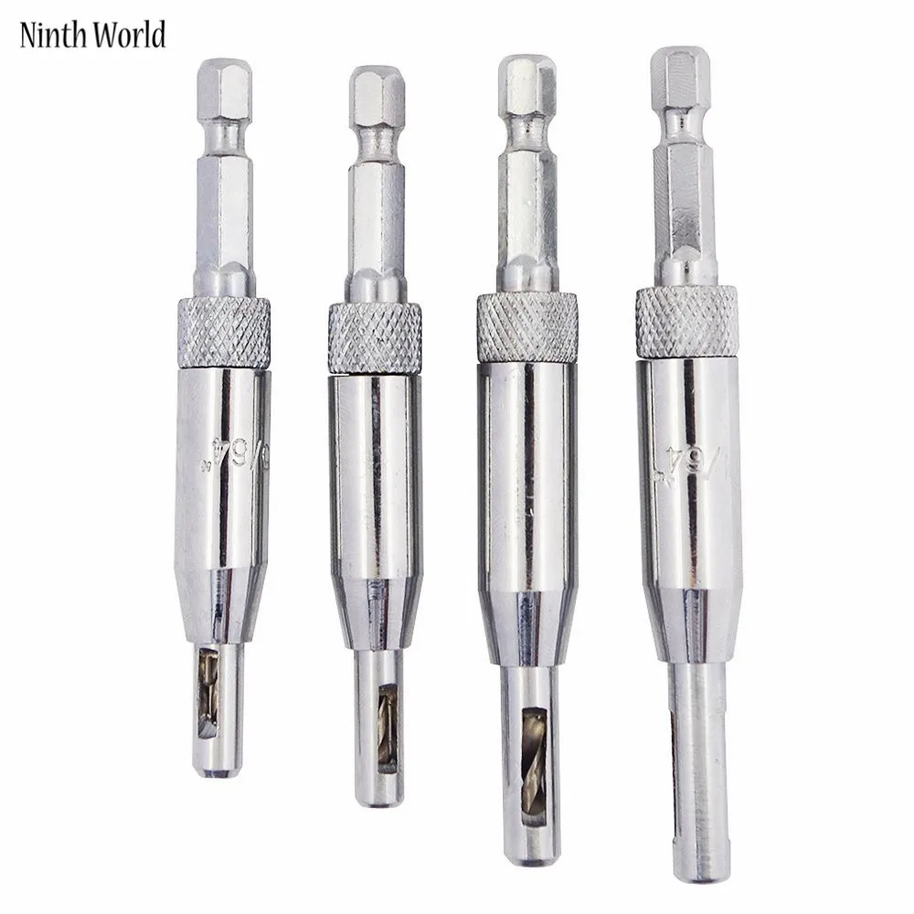 4PCS/lot HSS Door and windows Self-centering Hinge Hole Opening Drill Bit Set, 5/64