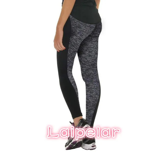 Spodnie damskie trening Fitness leginsy moda damska Sexy Skinny Faux Leather wysoka talia Legging Patchwork Pant Black