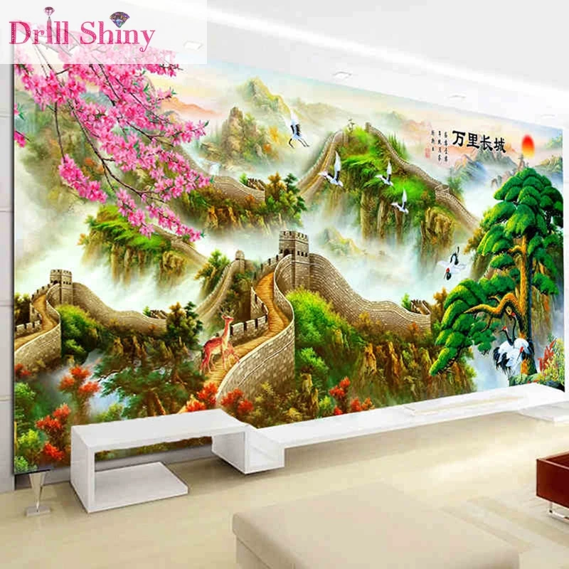 New 5D Mosaic Diamond Embroidery Scenery Great Wall DIY Round Rhinestone Painting Cross Stitch Landscape Needlework Home decor