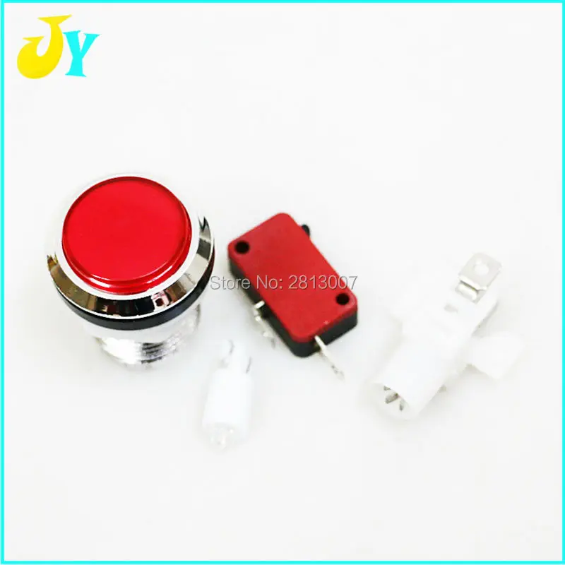 1PCS CHROME Plated illuminated arcade push button 5V 12v LED Arcade Start Push Button with micro switch 1P 2P START CREDIT PAUSE