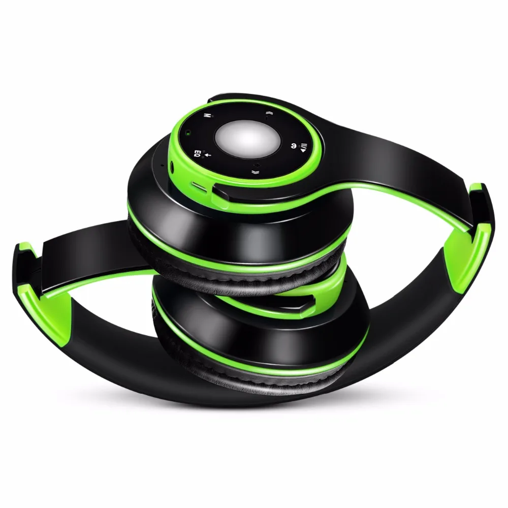 Foldable Colorful Wireless Stereo Bluetooth Over-Ear Headphones with Microphone and TF card play for Kids Children Women Men