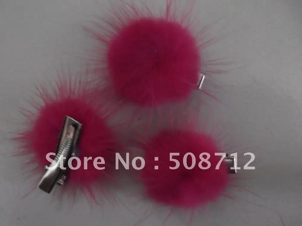 

Free shipping!!!! mixed color 30mm mink ball jewelry hair alligator clip