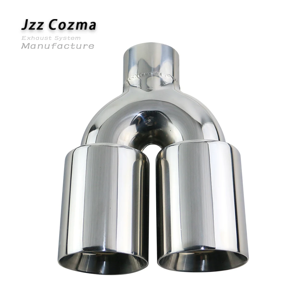 JZZ universal 2.5'' dual car exhaust tip high-quality Stainless Steel car muffler chrome silver vehicle tailpipe