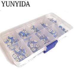 100PCS/LOT 10 Values *10PCS RM063 Vertical Adjustable Resistor Kit In Box 500 ohm-1M ohm  Multiturn Trimmer Potentiometer Set