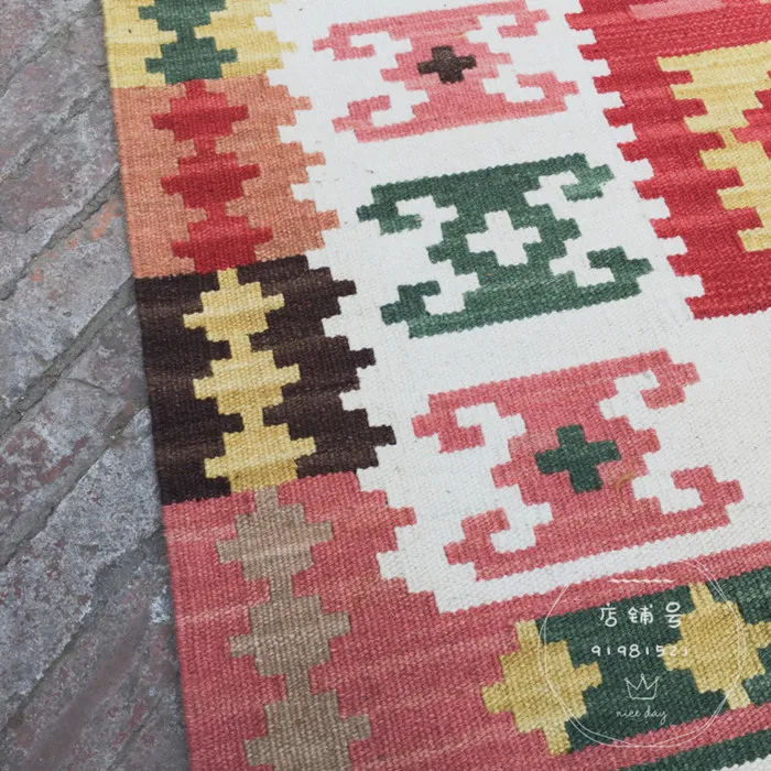 hand woven kilim carpet The craft of making wool by hand New Listing Traditional geometric wool knitting carpets