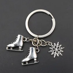 1pc Metal Skates Snowflake Keyring DIY Sports Jewelry Crafts Keyring Gift -Figure Skating Lovers K1669