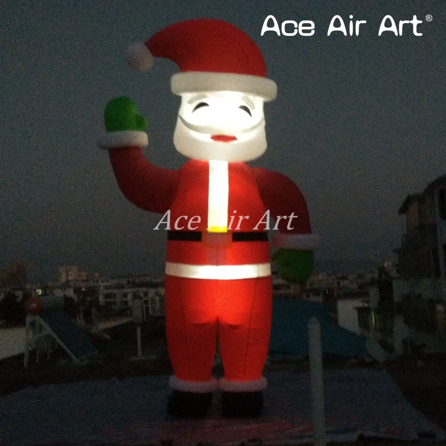 Outdoor 5m H Inflatable Christmas Decoration LED Lighting Giant Santa Claus for Christmas Decoration