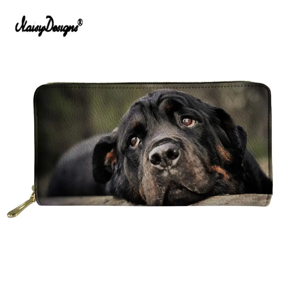 

Women PU Leather Wallets Purses Long Clutch Money Black Bags Rottweiler Dog Print Coin Credit Card Holder Case Dropship