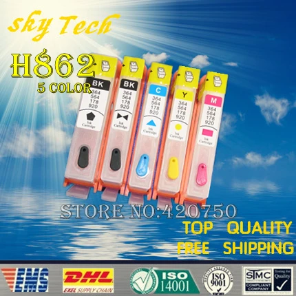 5PK Empty Refillable Cartridge suit for HP862XL ,suit for HP 6500 B8550 B8553 B8558 C5300 C5324 C5370 C5373 etc , With ARC Chips