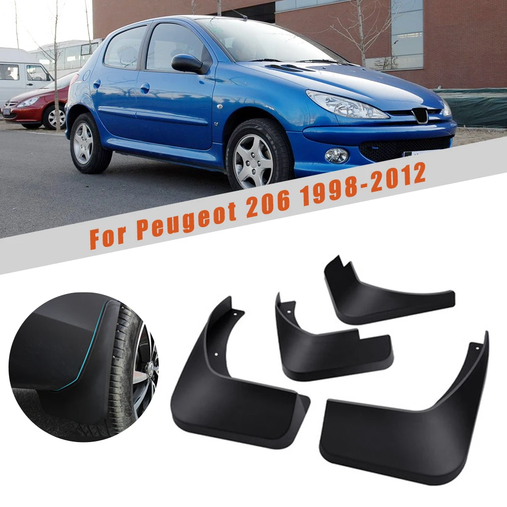 For Peugeot 206 1998 1999-2012 Car Fender Mud Flaps Front Rear Mudflaps Mud Splash Guards Safety Reflective Warning Mudguards