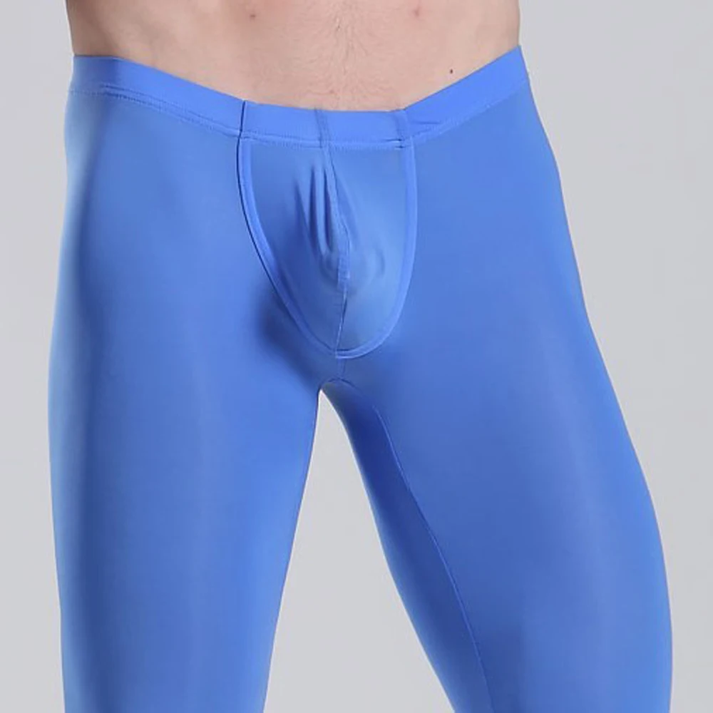 Calça masculina transparente gelo seda, calça capri sexy cintura baixa cinco calças sexy apertada u convexa com bolso, pijama respirável