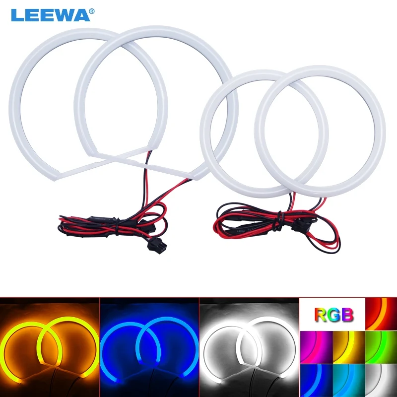 LEEWA 2X131mm 2X106mm Car Auto Halo Rings Cotton Lights SMD LED Angel Eyes for BMW E90 Car Styling White/Blue/Yellow/RGB #CA1466