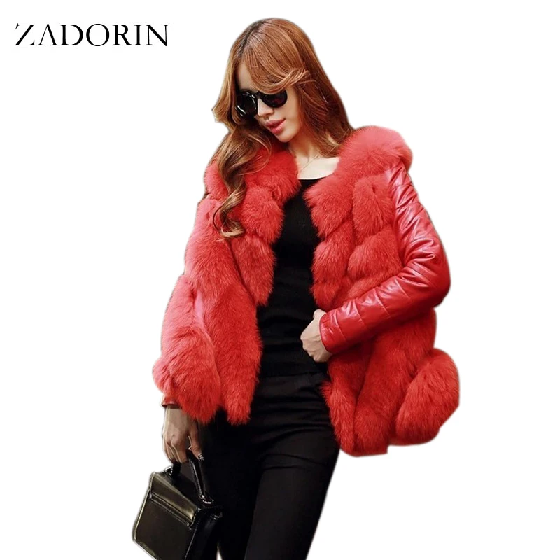 ZADORIN 3XL Winter Fashion Women Luxurious FAUX Fur Coat High Quality Elegant Ladies Fur Jacket Pink White Black Fur Overcoat