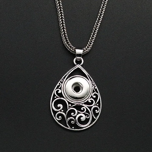 New DJ0099 Beauty Vintage Drop Hollow pattern snap necklace&earring set fit DIY 12MM snap buttons jewlery