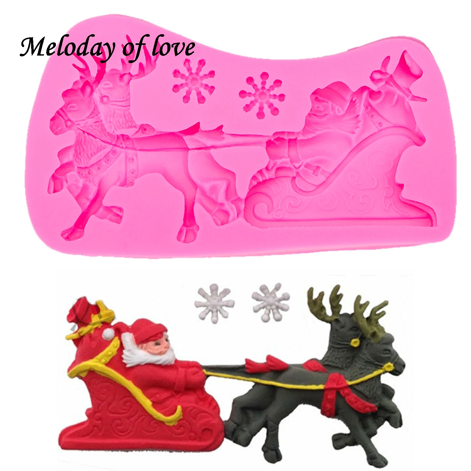 Moule en silicone pour gâteau fondant, flocons de neige, noël, père noël, outils de décoration, cuisine, chocolat, cuisson Flexible, T0035