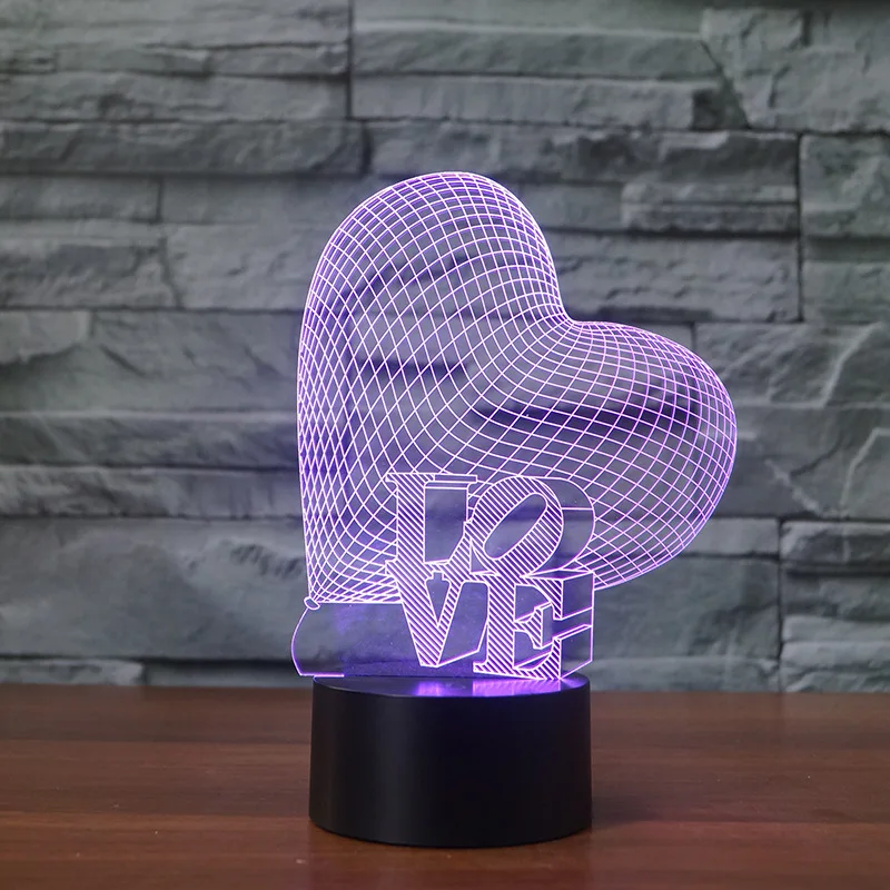 

Creative Bedside 3d Lamp Valentine's Day Gift Energy Saving Usb Desk Lamp Colorful Ambient Lighting Table Lamps