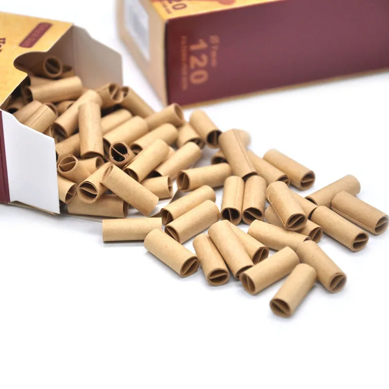 JX-LCLYL 120x Brown 7MM Natural Slim Tobacco Cigarette Organic Pre-Rolled Filter Tips