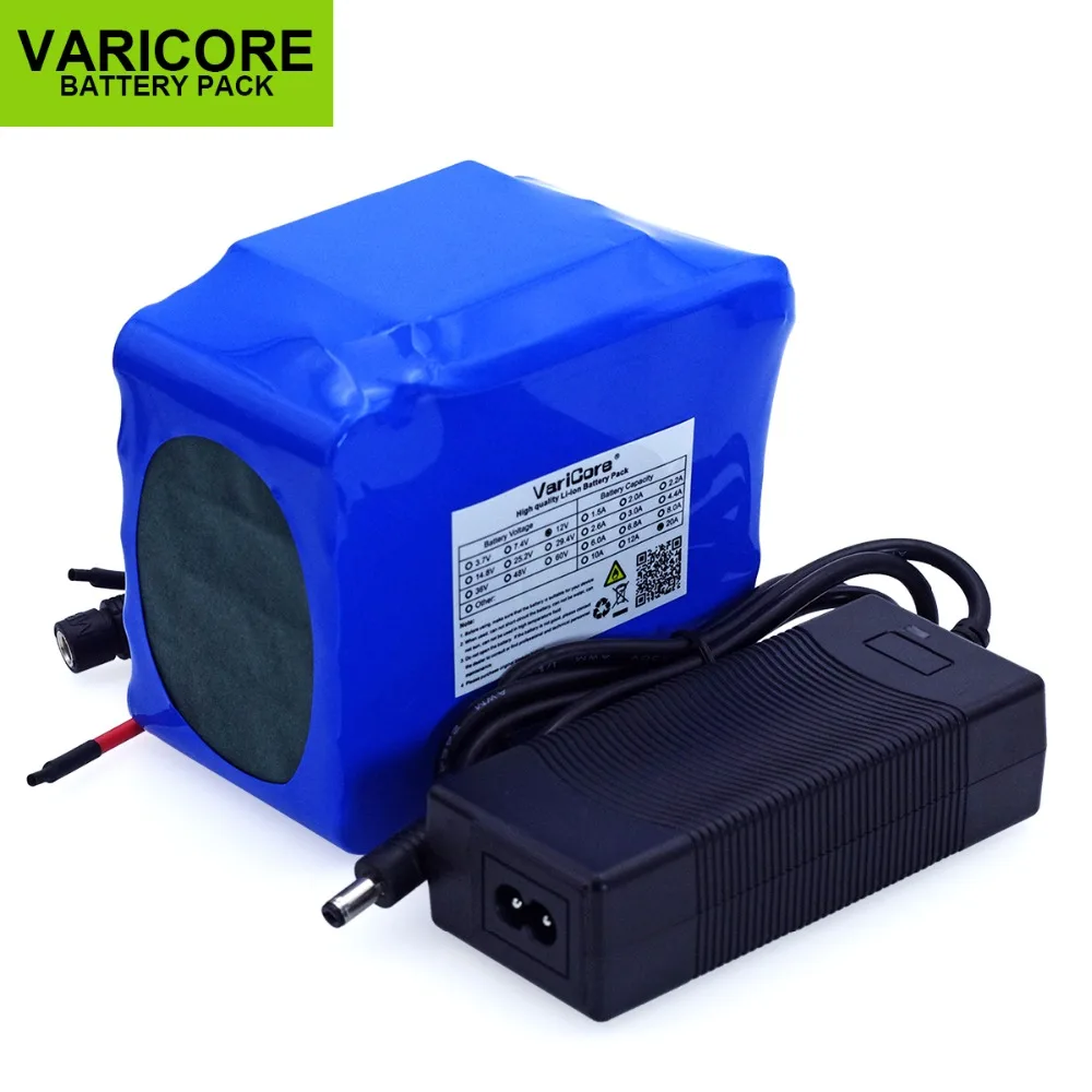 

VariCore 12V 20Ah high power 100A discharge battery pack BMS protection 4 line output 500W 800W 18650 battery+ 12.6V 3A Charger