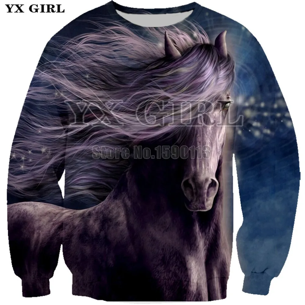 Colorful Horse 3D Sweatshirts Unisex Hoodies With 3D Print Hoodie Unique Autumn Winter Loose Thin Hooded Hoody Top plus size 7XL