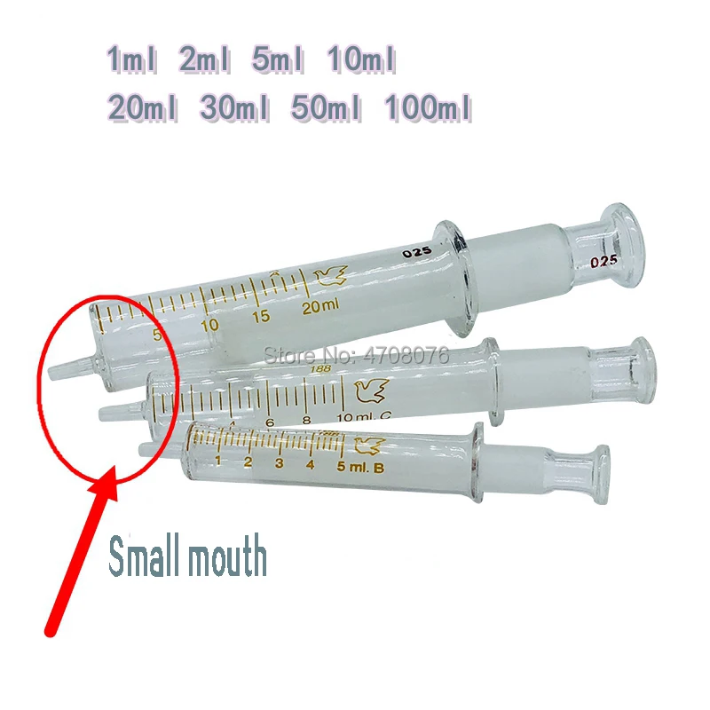 Glass syringe with plastic cover Needle tubing without pinhead Glass pipette Single nipple reusable small mouth range 1ml-100ml