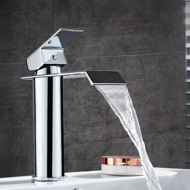Tuqiu Wastafel Kraan Goud Waterval Kraan Messing Badkamer Kraan Badkamer Wastafel Kraan Mengkraan Warm En Koud Wastafel Kraan
