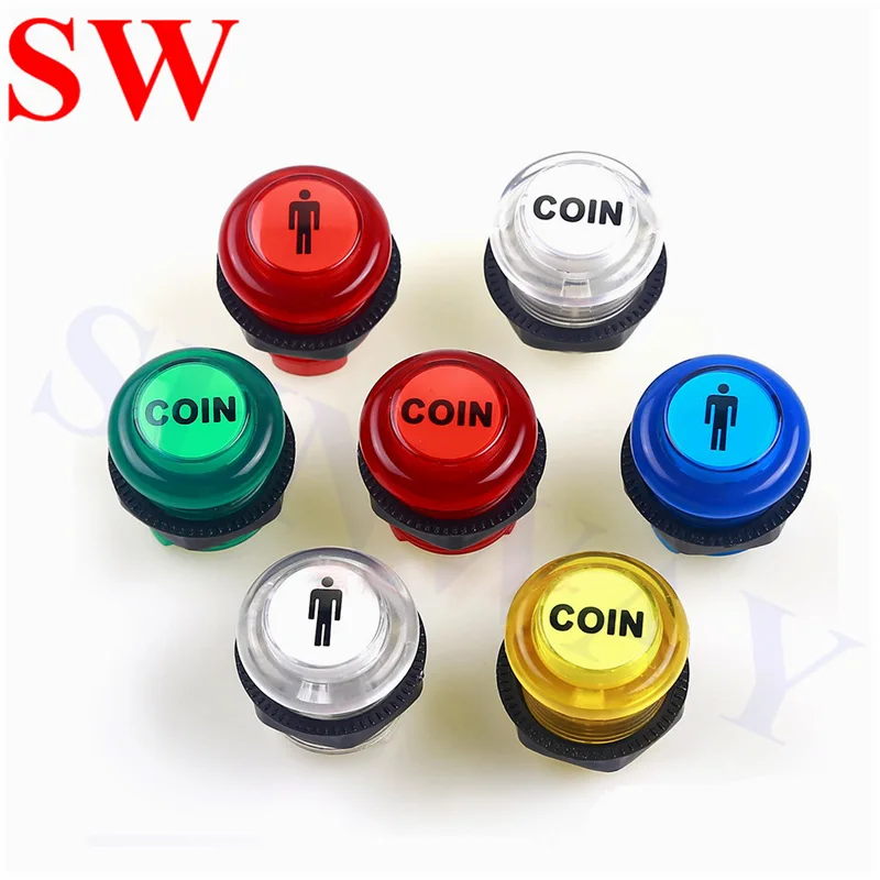 4 pcs 28mm rodada Anel-Fixação de Arcade botão moeda Única dupla botão 1 p/2 p LEVOU iluminado Botão com microswitch