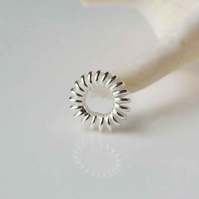 5mm stałe 925 sterling silver zamknięte cewki skocz pierścień koraliki modułowe, srebrny biżuteria ustalenia/komponenty, 1 sztuka