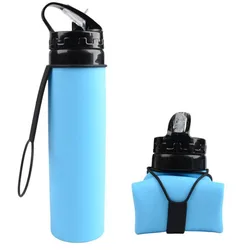 Outdoor Bottles 600ml Eco-Friendly Silicone Travel Sport Flexible Collapsible Water Bottles Foldable Drinkware With Straw Bottle