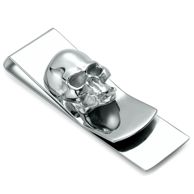 Brand New 2022 Skull Designs Men Sliver Money Clip Slim Pocket Purse Cash Holder Card Organizer Men Women Wallet