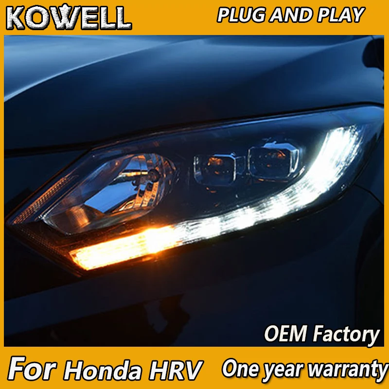 KOWELL Car Styling For Honda HRV Headlights For VEZEL HRV Head Lamp Angel Eye DRL Front Light Bi-Xenon Lens Xenon HID