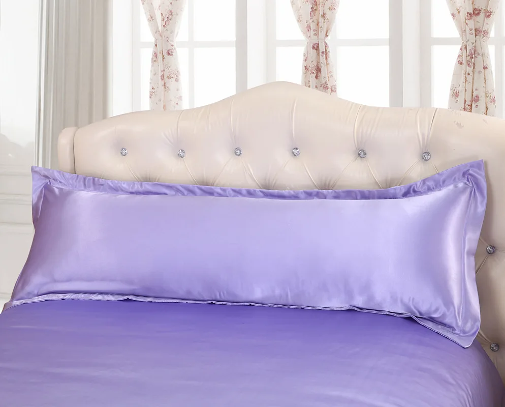 Light purple luxury Double Face Envelope Silk Pillow Case Silk Satin Double Pillow Case Long Pillow Case  45x150 cm