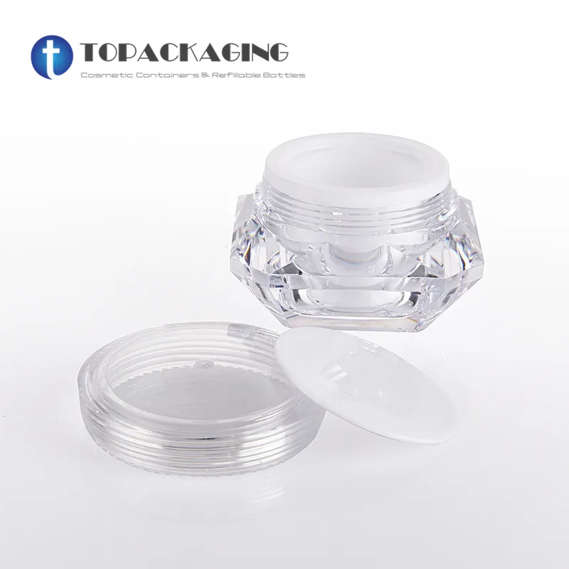 300PCS/LOT-5G Cream Jar,Clear Plastic Makeup Sub-bottling,Small Empty Cosmetic Container,Eyeshadow Cream Canister,Diamond Shape