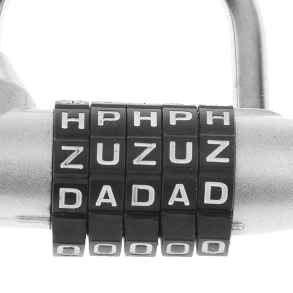 Zinc Alloy 5 Dial Letters Combination Padlock Code Password Lock for Travel