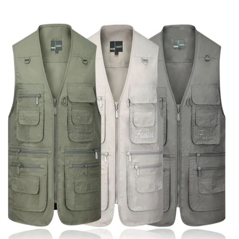 Summer Men Sleeveless Baggy Jacket With Many Pockets Male Casual Regular Fit Multi Pocket Photographer Vest Waistcoat For Mens
