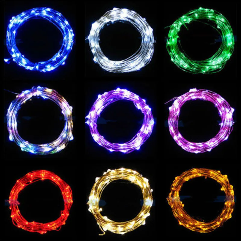 Cadena de luces LED de alambre de cobre con batería, guirnalda de Navidad, fiesta, decoración de boda, luces de hadas de Navidad, 5M, 50 LED