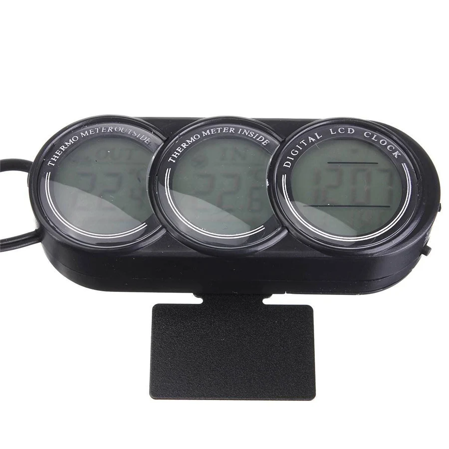 3In1 Digital Car Clock & Date Indoor Outdoor Thermometer & Time Monitor