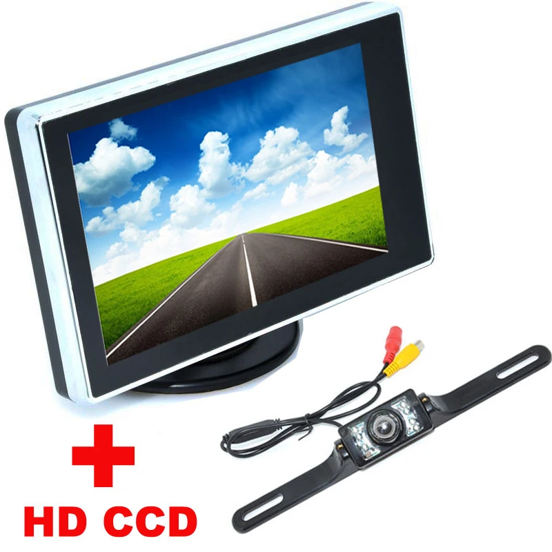 

2 in 1 Auto Parking Assistance system CCD TFT LCD Car Monitor With 7LED Car CCD backup Rearview Rear View Camera