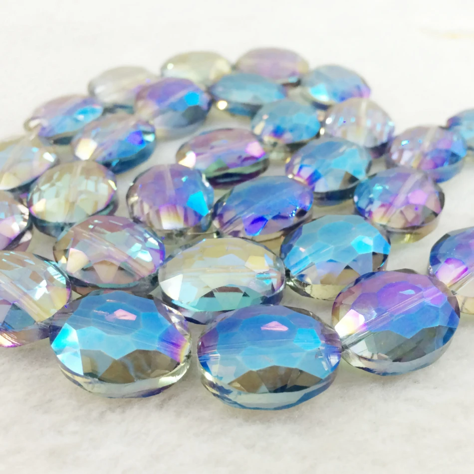 

Multicolor faceted oval crystal glass 20X16mm loose spacers beads rainbow diy jewelry making accessories findings 15inch B1011