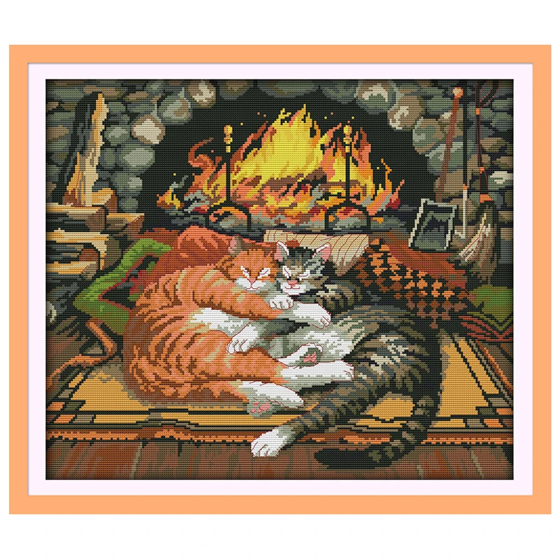 Sleeping Cat Patterns Counted Cross Stitch Set DIY 11CT 14CT 16CT Stamped DMC Cross-stitch Kit Embroidery Needlework Home Decor