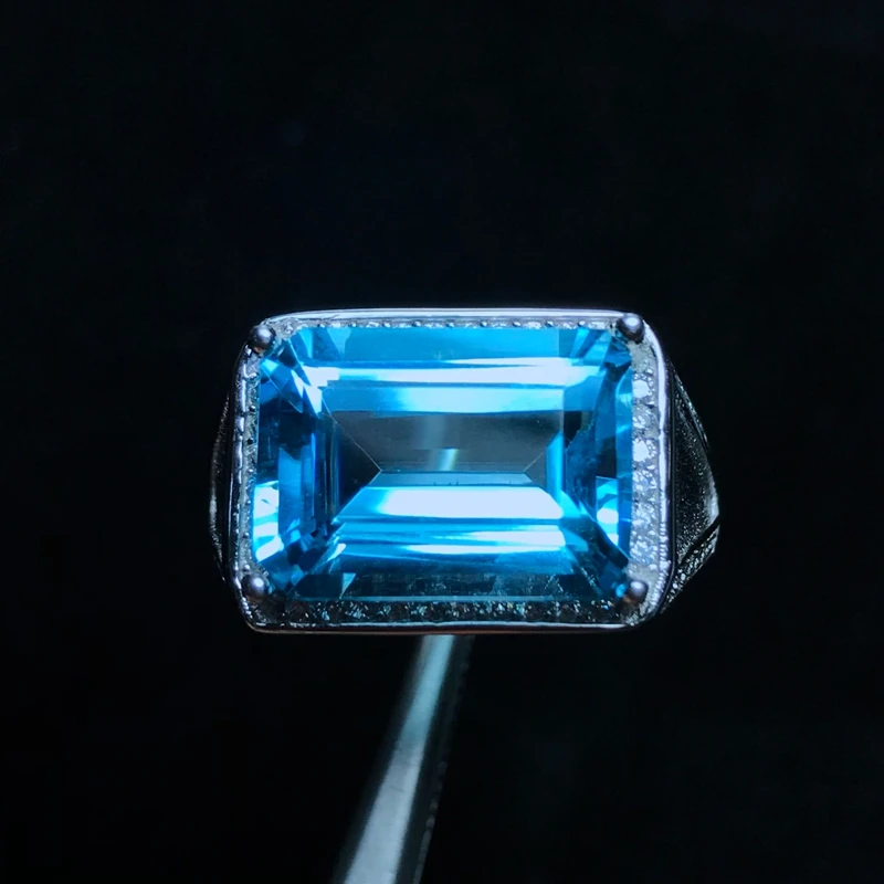 

Natural topaz men's ring, 925 silver, exquisite craftsmanship, 8carat gems, beautiful colors