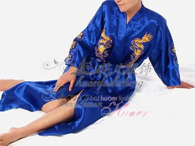 Women Fashion Robe Chinese Kimono Embroider Dragon Kimono Robe Gown With Belt Robe Bath