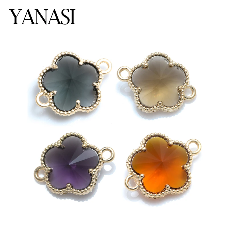 4 Pieces 12 Colors DIY Gold Flower Charm Connectors For Women Earrings Bracelets Necklace Handmade Jewelry Making