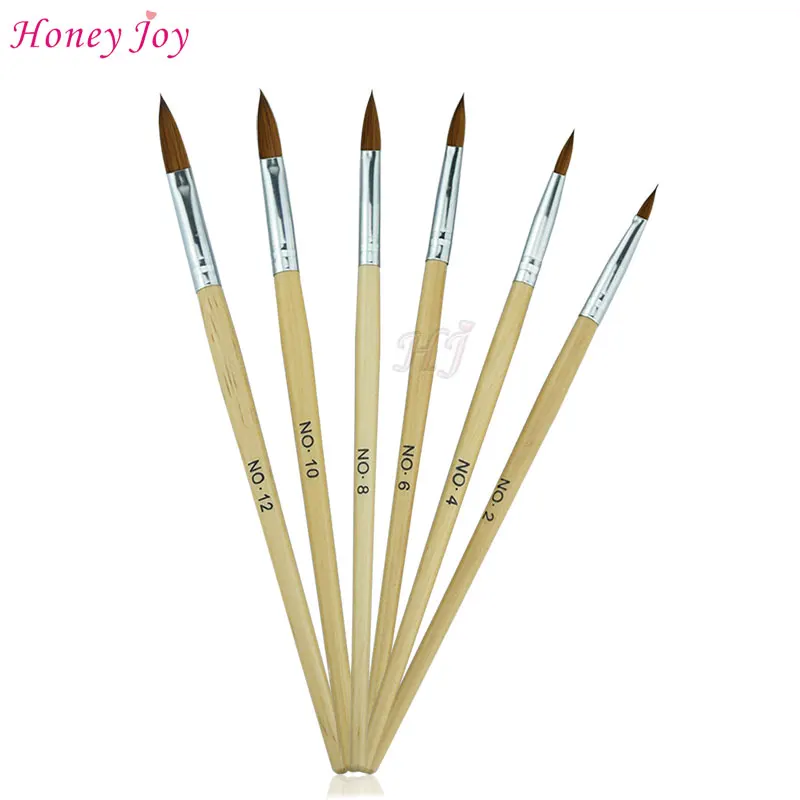 1pc Kolinsky Sable acrilico Nail Art Brush No. 2/4/6/8/10/12 UV Gel Carving Pen Brush Liquid Powder DIY Beauty Nail Drawing