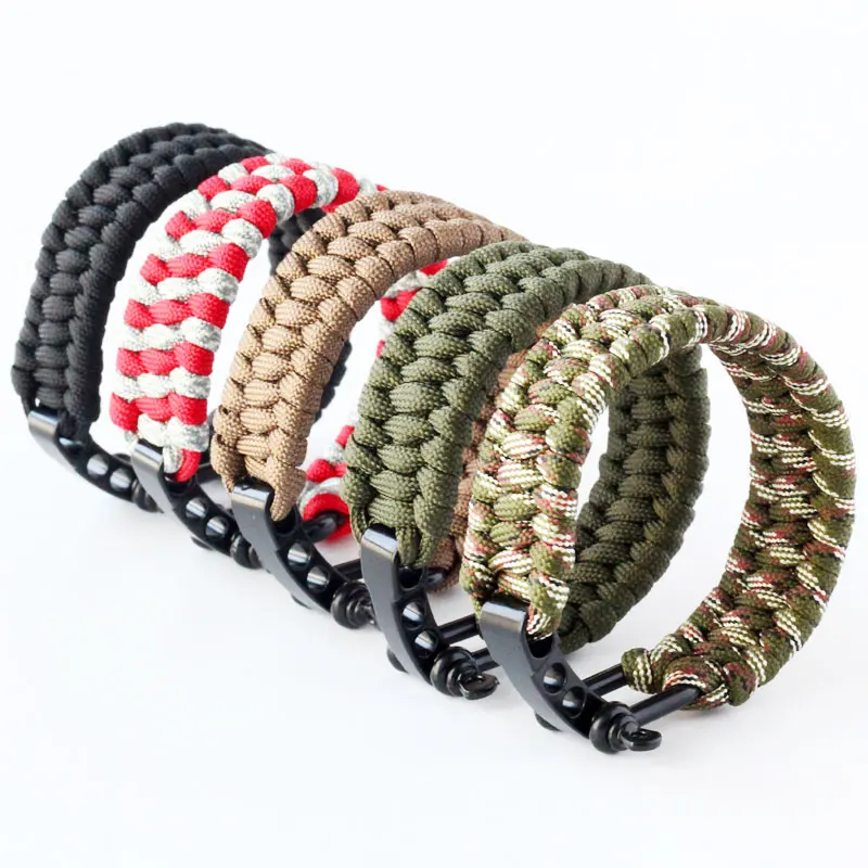 QingGear Handmade Paracord Survival Bracelet with Adjustable Stainless Steel Shackle Stylish Practical Parachute Rope Bracelet