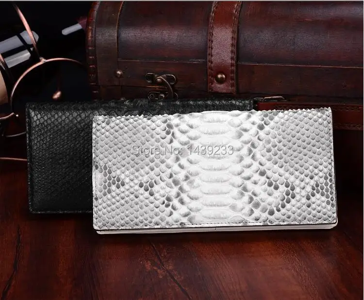 100%  Genuine/Real python skin leather long size  wallets and purse for men bank card holder beige and black color cash holder